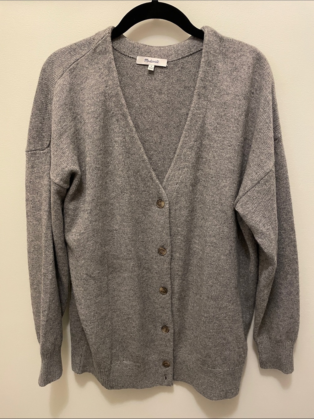 Madewell Heather Gray V-Neck Button-Up Cardigan